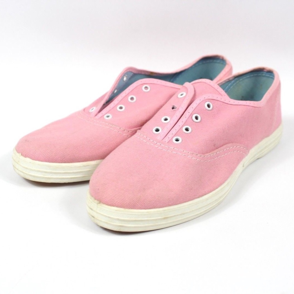 Vintage 1970s Trax Canvas Sneakers Shoes Pink 7